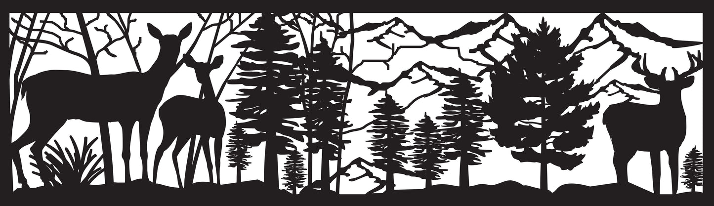 DEER-0011 Deer in Forest 30"H x 102"W