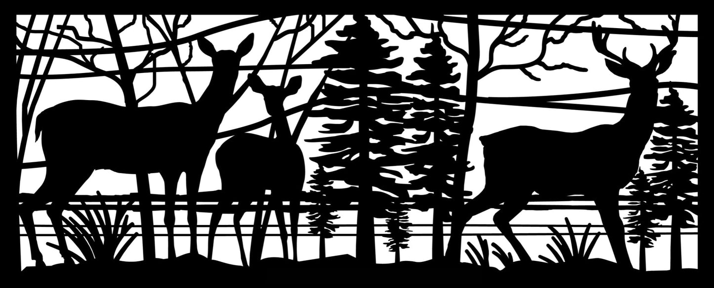 DEER-0021 Deer Among the Trees 30"H x 72"W