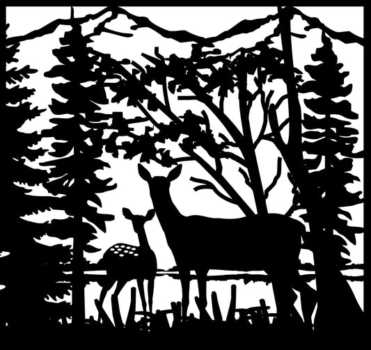 DEER-0022 Doe & Fawn 29"H x 30.75"W