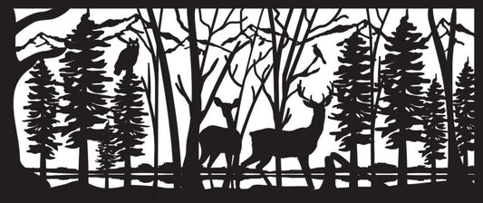DEER-0026 Deer & Birds 32"H x 75.75"W