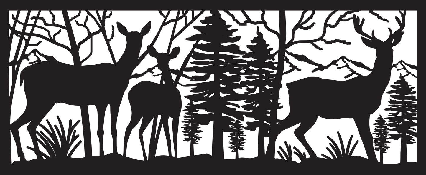 DEER-0030 Buck & Pair of Doe 30"H x 72"W