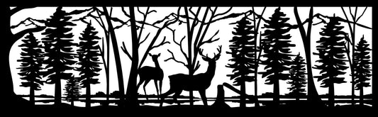 DEER-0040 Deer Pair at Lake (ver 2) 30"H x 96"W
