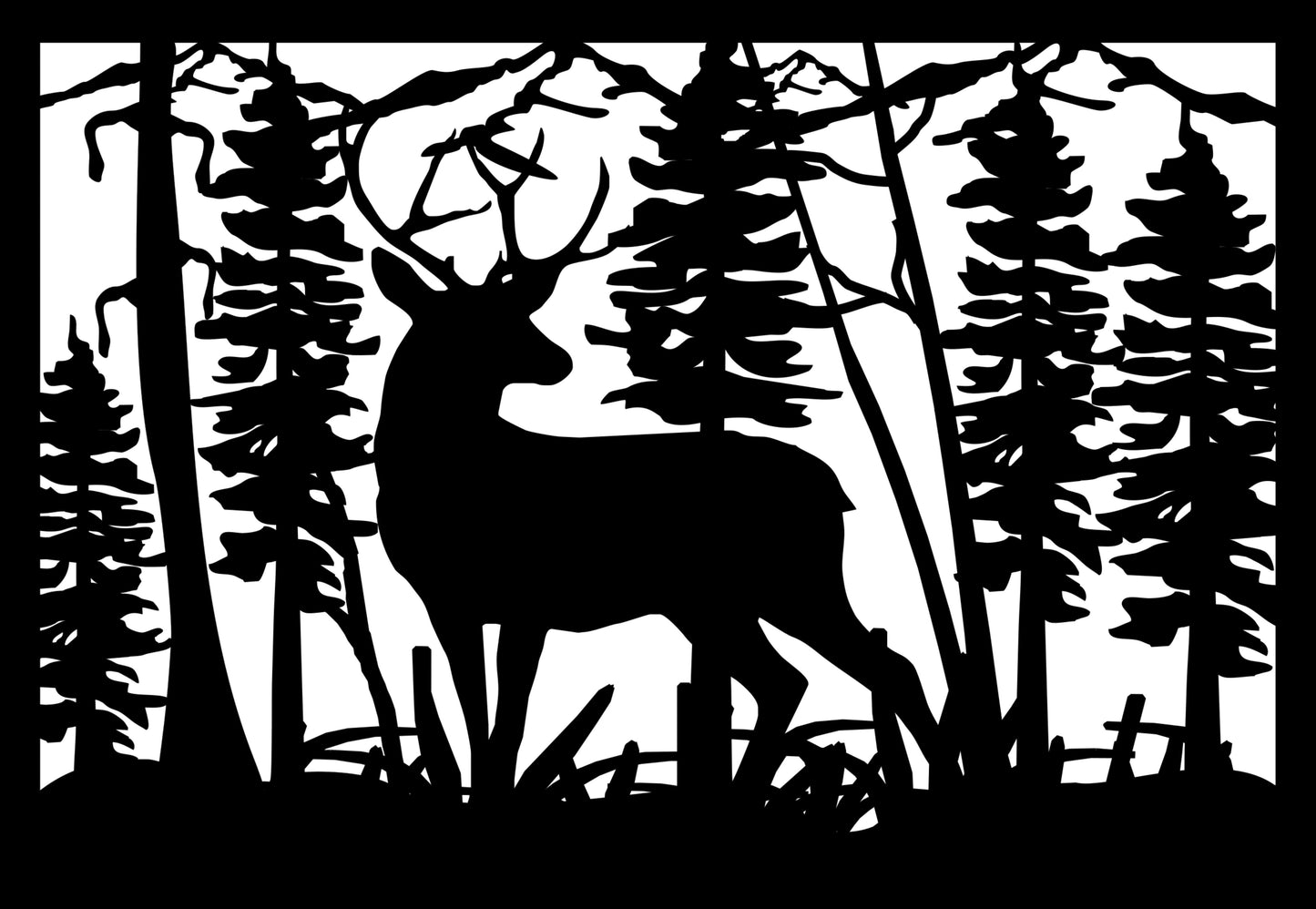 DEER-0044 Buck on Watch 30"H x 43.25"W