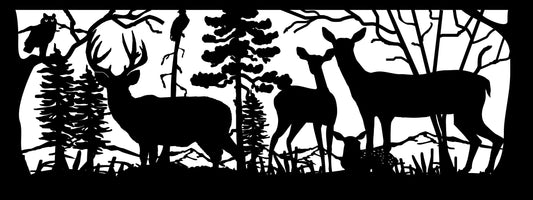DEER-0053 Deer & Owls (ver 2) 30"H x 80"W