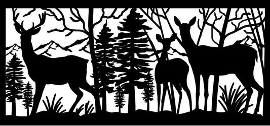 DEER-0055 Buck and Pair of Doe (ver 2) 30"H x 64.875"W