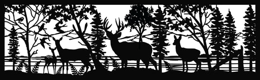 DEER 0062-Buck & Does by Lake 30"H x 96"W