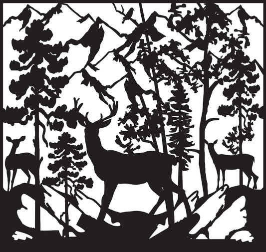 DEER-0071 Deer in Stone Ravine 33"H x 36"W