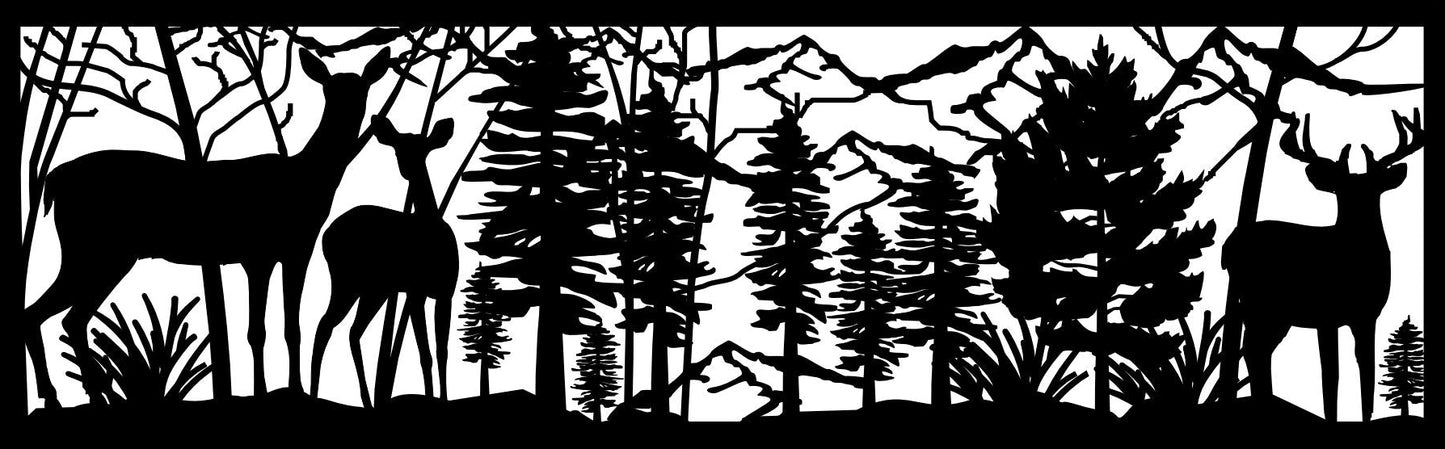 DEER-0076 Deer in Forest (ver 2) 30"H x 96"W
