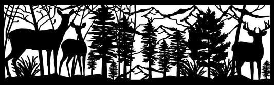 DEER-0076 Deer in Forest (ver 2) 30"H x 96"W