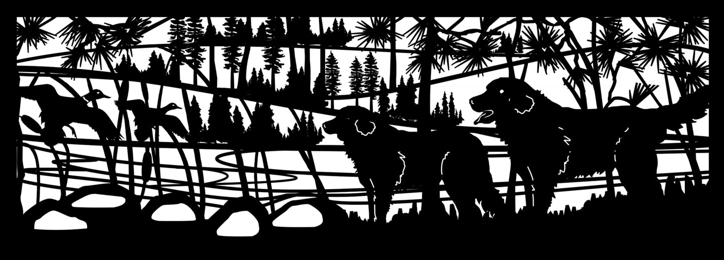 DOG-0001 Dogs & Ducks 30"H x 74.25"W