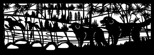 DOG-0001 Dogs & Ducks 30"H x 74.25"W