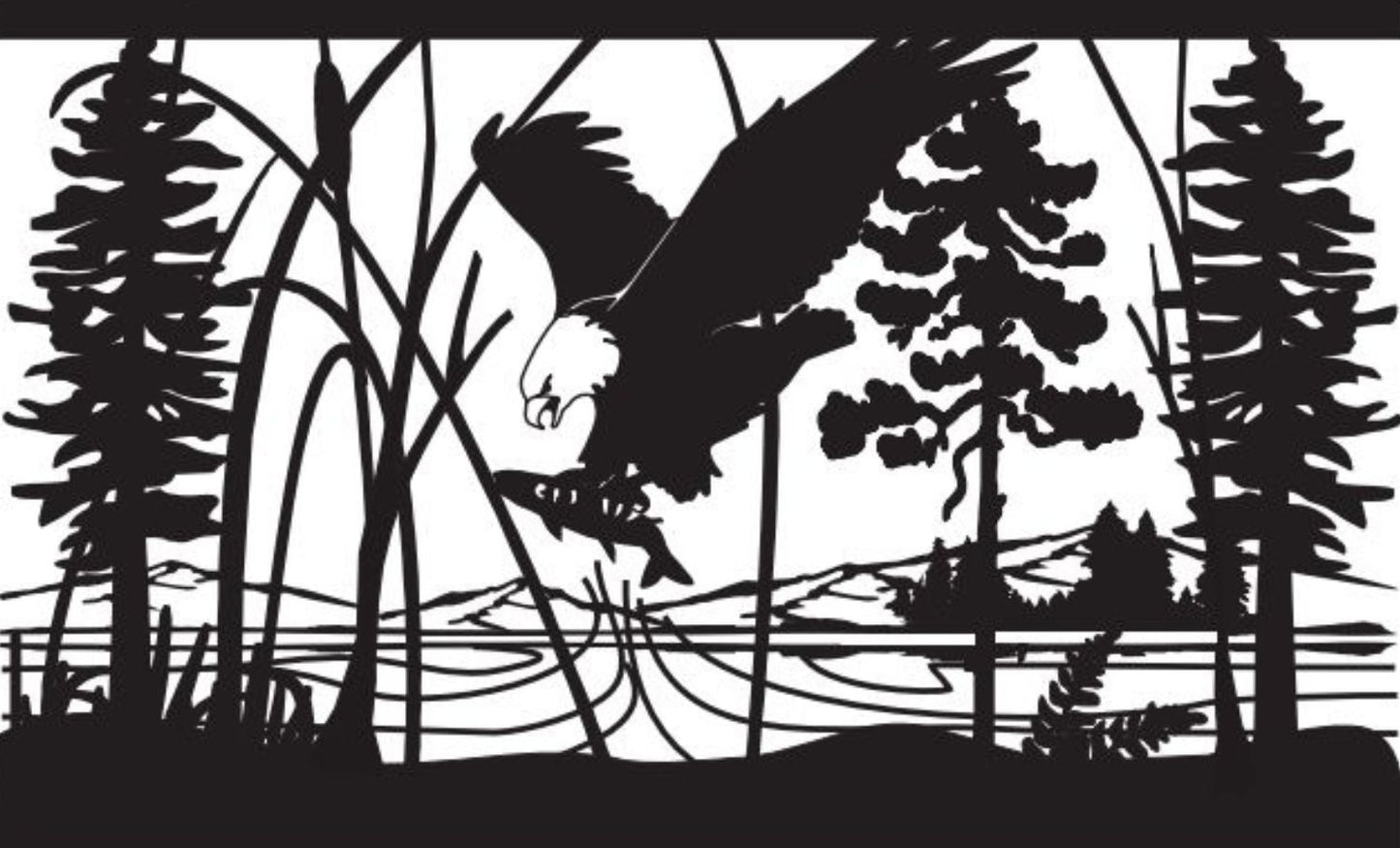 EAGL-0004 Eagle Catching Fish 30"H x 49"W