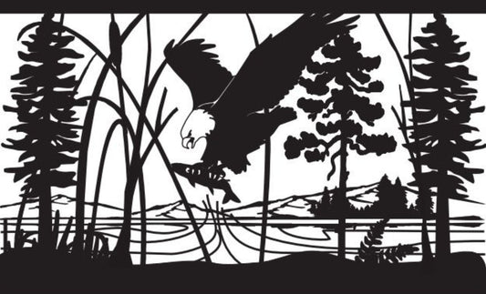 EAGL-0004 Eagle Catching Fish 30"H x 49"W