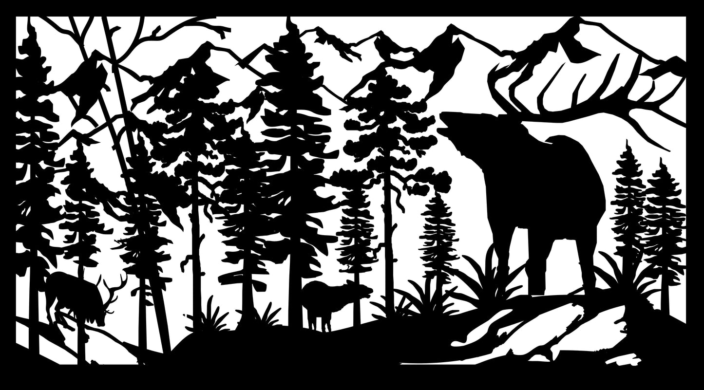 ELK-0004 Elk Herd Mountain 30"H x 54.5"W