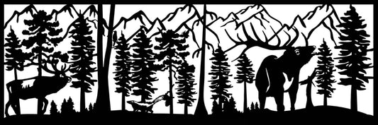 ELK-0020 Elk Pair & Skunk 24"H x 72"W