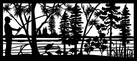 FISH-0001 Fisherman Scene 30"H x 65.375"W