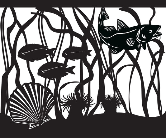 FISH-0006 Fish Along Sea Floor 33"H x 36"W