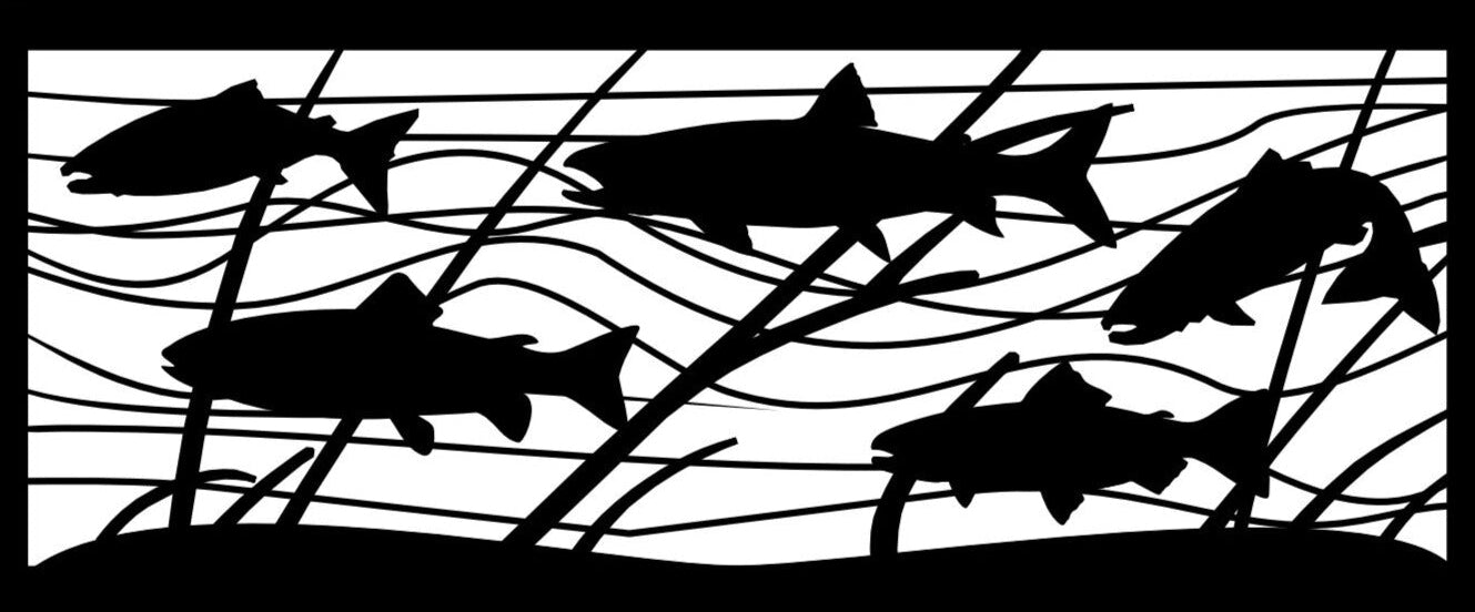 FISH-0007 Trout Against Current 30"H x 72"W