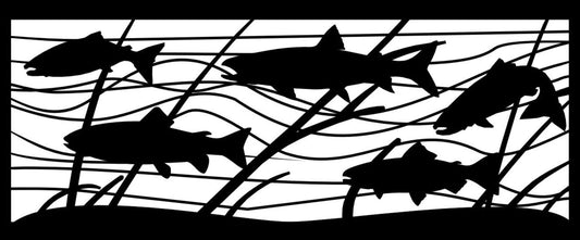 FISH-0007 Trout Against Current 30"H x 72"W
