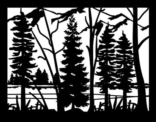 FRST-0018 Forest Mountain Lake 30"H x 38"W