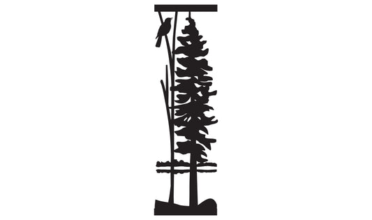 FRST-0032 Lone Pine with Bird 30"H x 9"W