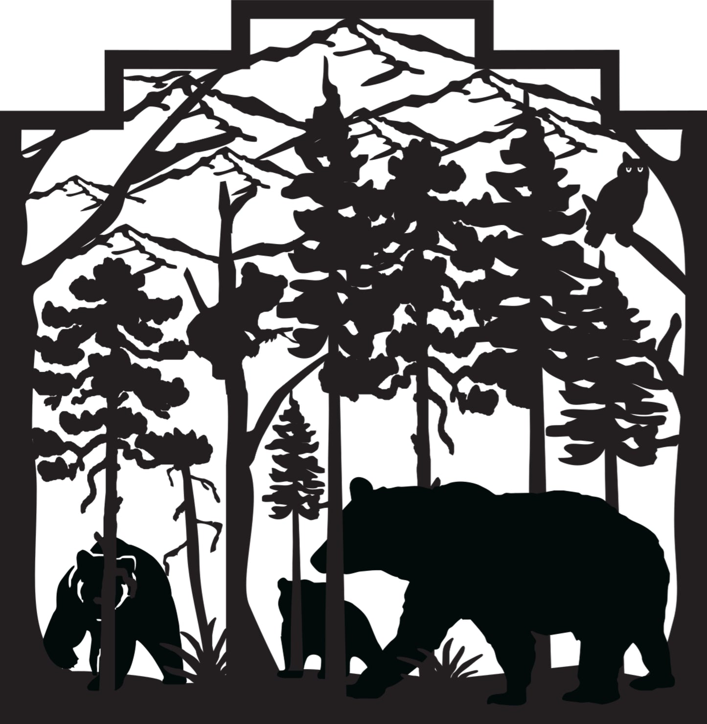 GRIZ-0008 Grizzly Bear Family 42.5"H x 41.5"W