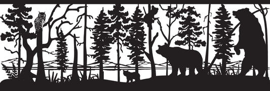 GRIZ-0009 Grizzly Bears & Owl 30"H x 88.125"W