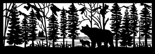 GRIZ-0012 Mother Grizzly & Cubs 30"H x 84"W