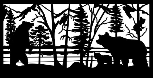 GRIZ-0021 Grizzly Family by Lake 30"H x 58.5"W