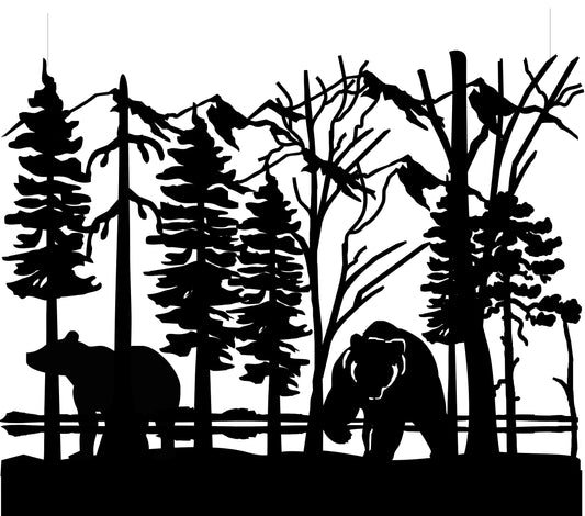 GRIZ-0022 Grizzly Pair in Forest 44"H x 54"W