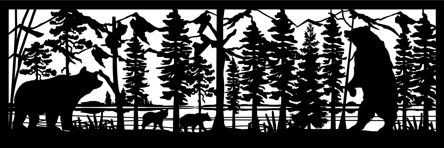 GRIZ-0023 Large Grizzly Family 35"H x 104"W