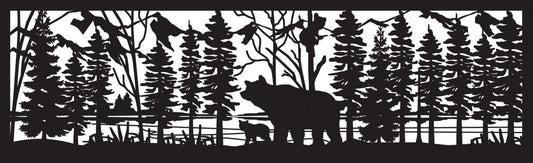 GRIZ-0026 Mother Grizzly & Cubs (ver 2) 30"H x 96"W