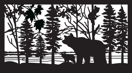 GRIZ-0028 Mother Bear & Cubs 30"H x 53.875"W