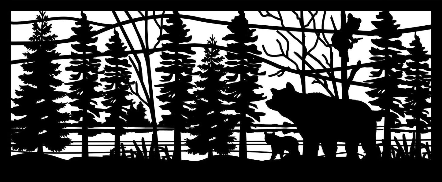 GRIZ-0038 Grizzly Family near Forest Hills 30"H x 72"W