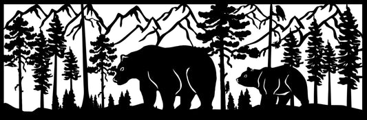 GRIZ-0039 Grizzly Pair on Walk 24"H x 72"W