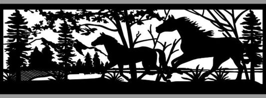 HORS-0003 Horses near Moutnain 36"H x 88.89"W