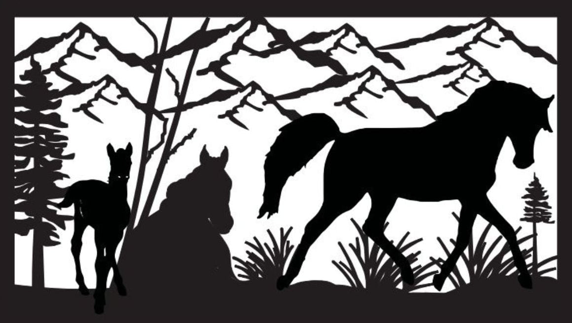 HORS-0006 Horse Family 30"H x 52.5"W