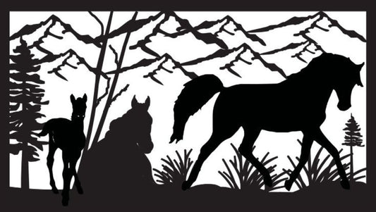 HORS-0006 Horse Family 30"H x 52.5"W