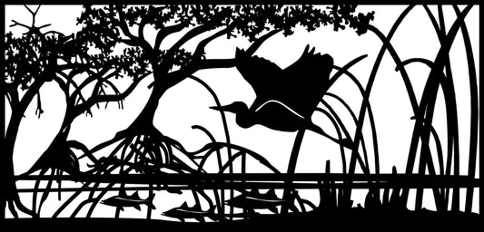 HRON-0003 Heron in Flight 23"H x 47.5"W