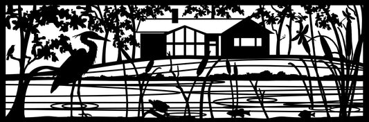 HRON-0006 Heron at Lake House 30"H x 87.5"W