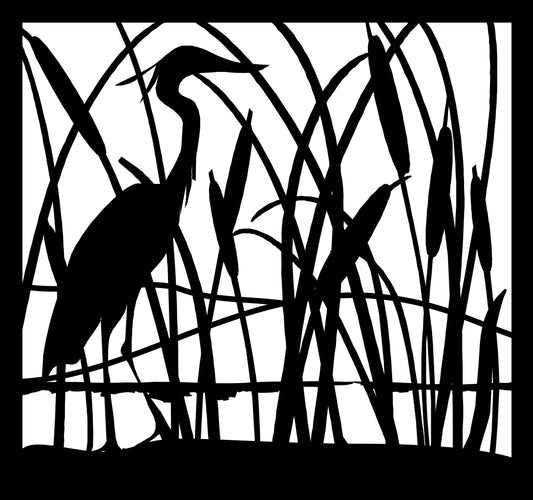 HRON-0009 Lone Heron 30"H x 32"W