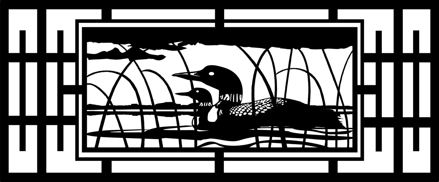 LOON-0001 Loon Pair on Lake 30"H x 72"W