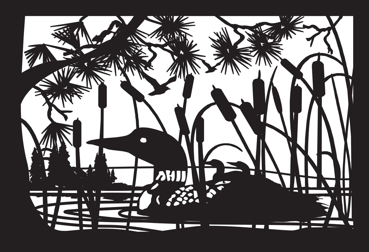 LOON-0003 Calm Loon Swim 30"H x 43.75"W