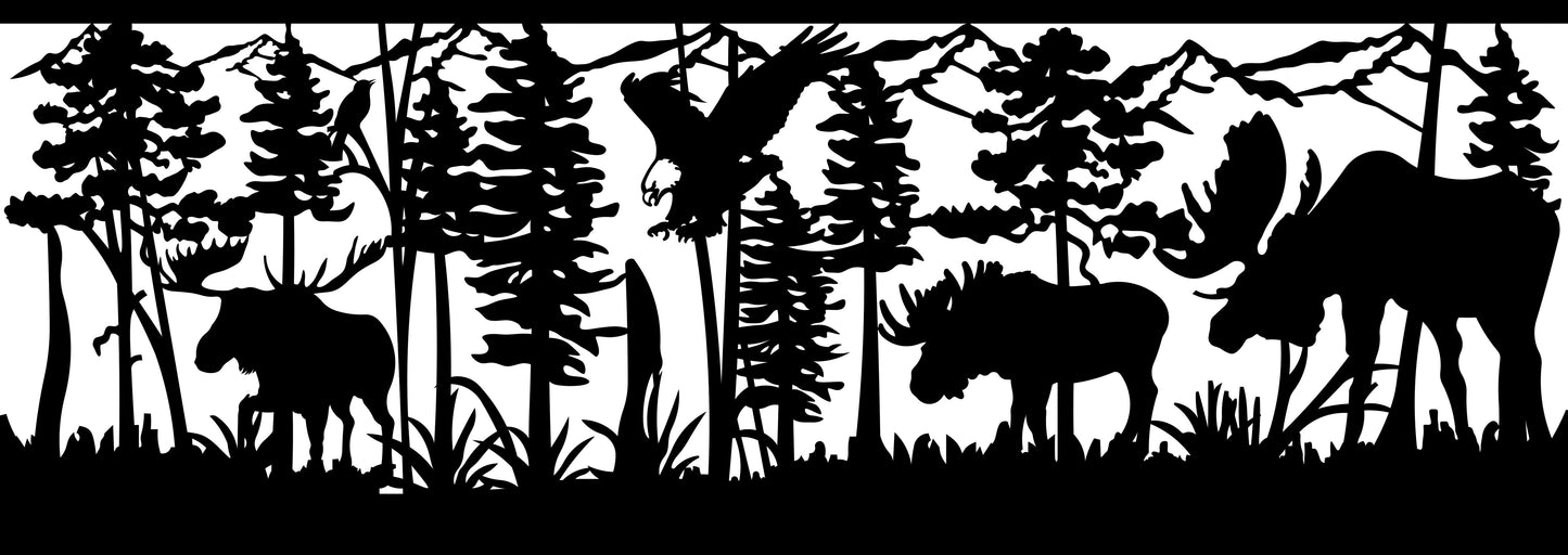 MOOS-0002 Moose Herd & Eagle 30"H x 84.25"W