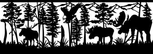 MOOS-0002 Moose Herd & Eagle 30"H x 84.25"W
