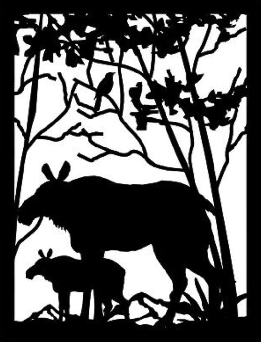 MOOS-0006 Mother Moose & Calf 33.75"H x 25.75"W