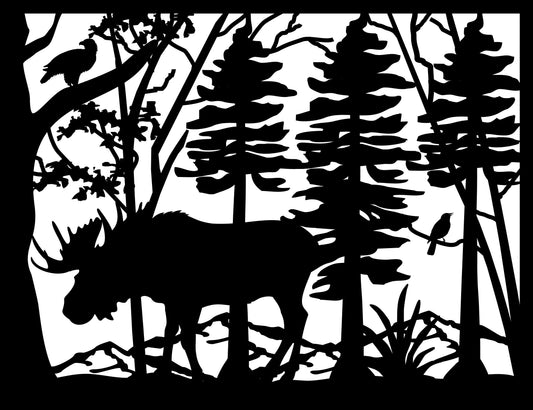 MOOS-0007 Lone Moose 33.75"H x 44"W