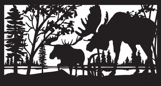 MOOS-0009 Moose by Lake 30"H x 56"W