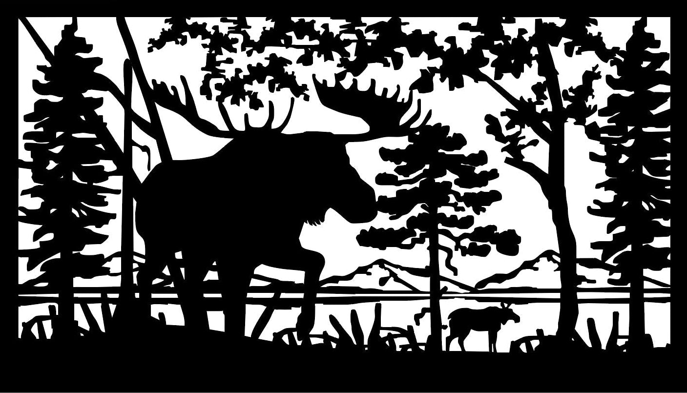 MOOS-0014 Moose at Mountain Lake 30"H x 52.75"W
