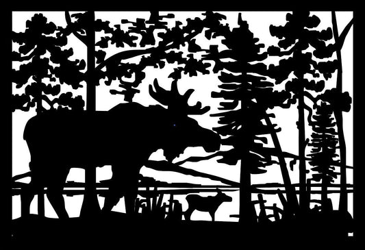 MOOS-0013 Moose Pair Side Profile 30"H x 43.75"W